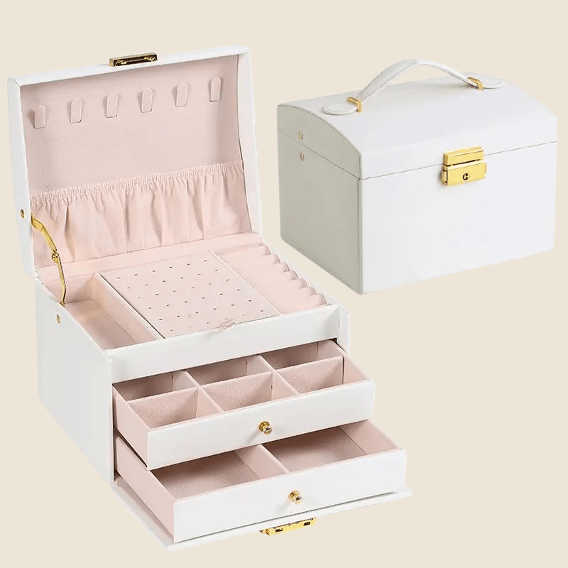 Boite a bijoux cuir blanche