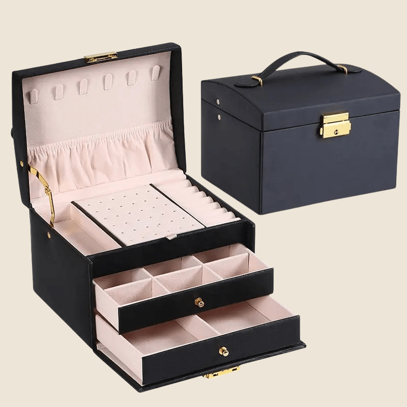 Boite a bijoux cuir noir