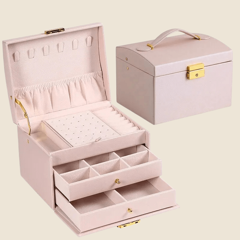Boite a bijoux cuir rose