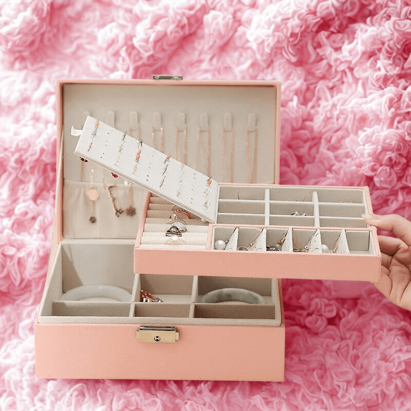 Grand coffret a bijoux femme rose