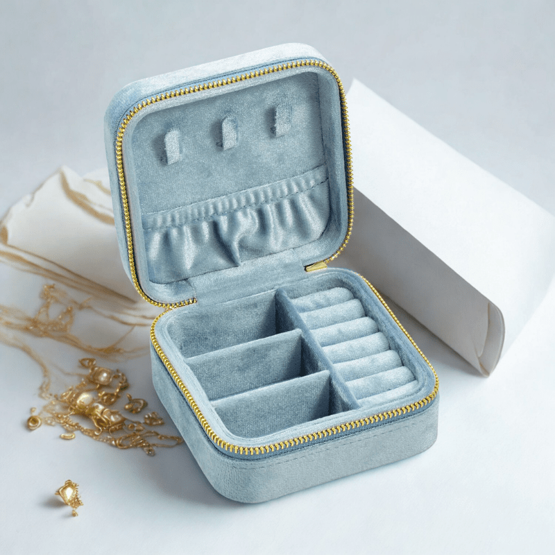 boite à bijoux personnalisable bleu clair