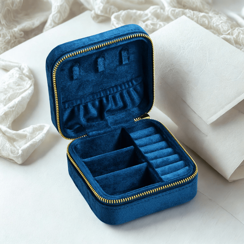 boite à bijoux personnalisable bleu foncee