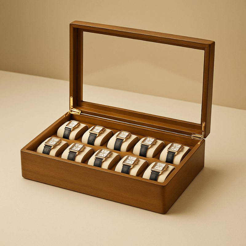 Boite à Montre Bois Massif beige