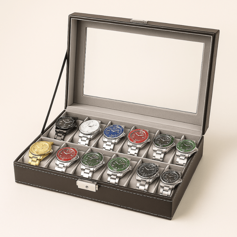Boîte Rangement Montre Homme 12 slots