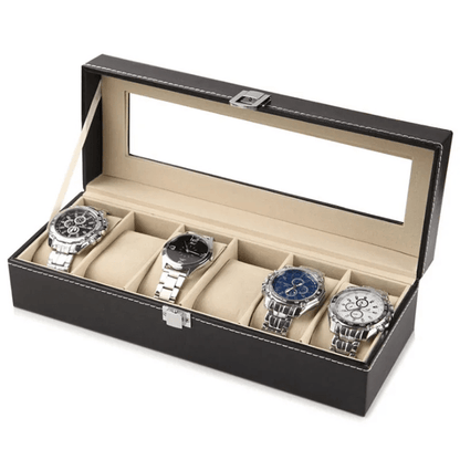 Boite Rangement Montre Homme 6 slots gris