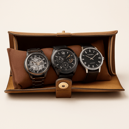 Boite a Montre de Voyage en Cuir ouverte