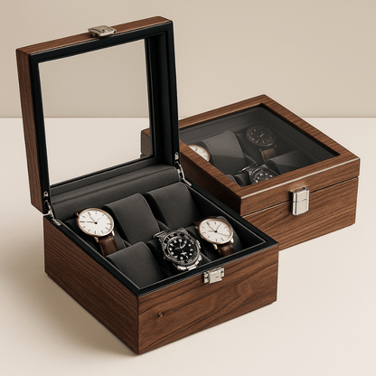 Boite a Montre en Bois carre avec tiroir