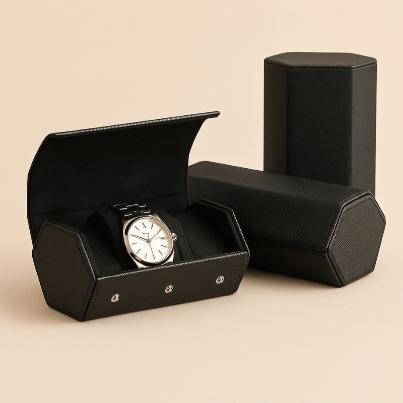 Coffret De Montres Homme En Cuir Vert – Élégance Et Raffinement