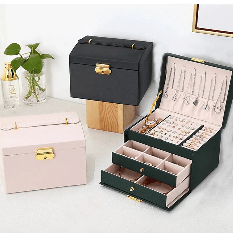 Boîte à bijoux cuir femme compacte et élégante