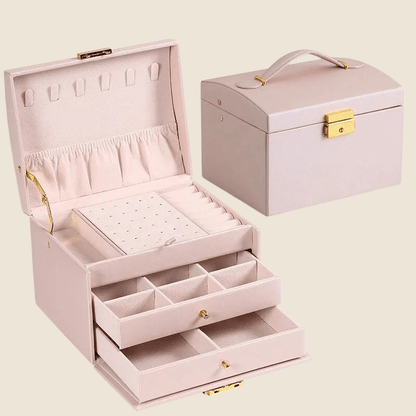 Boite a bijoux cuir rose