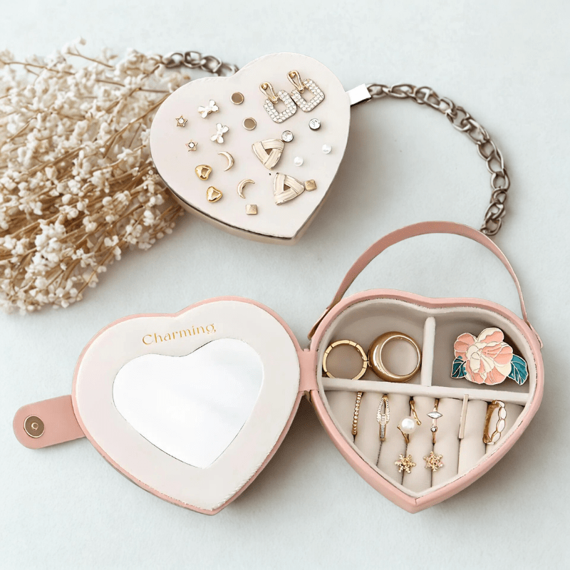 Boîte à Bijoux Fille – Coffret en Forme de Cœur Élégant et Mignon