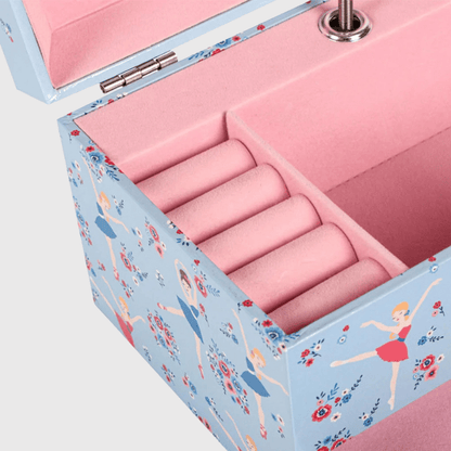 Boite a bijoux musicale avec tiroir bleu interieur