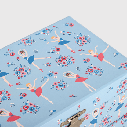 Boite a bijoux musicale avec tiroir bleue ferme