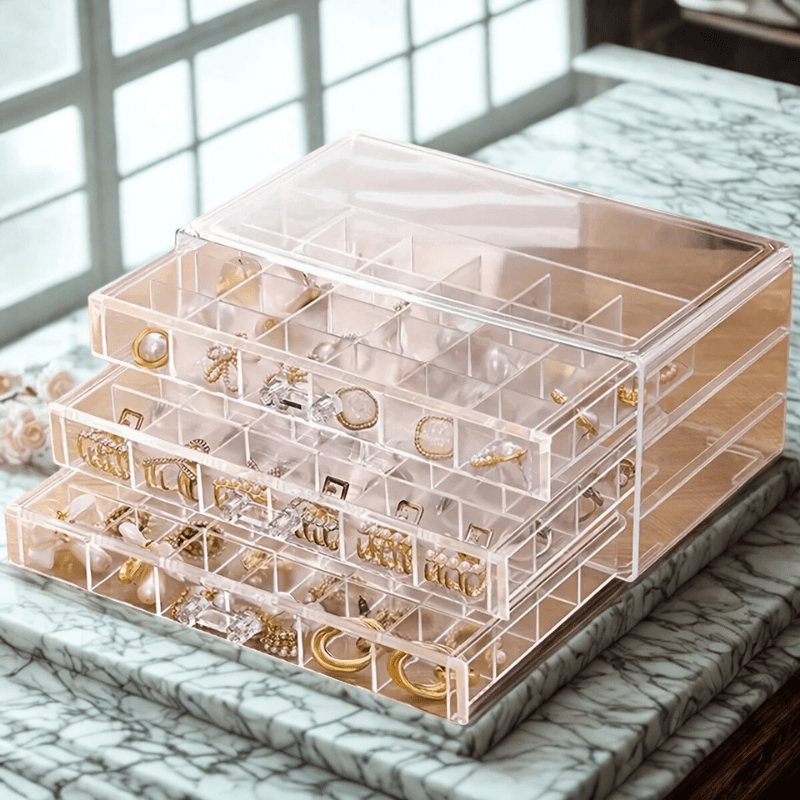 Boite a bijoux plastique marron clair