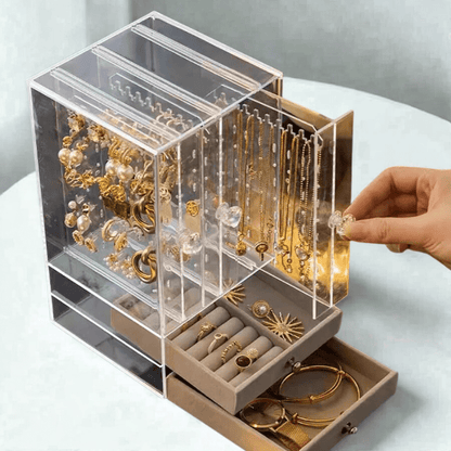 Boite a bijoux transparente avec tiroir