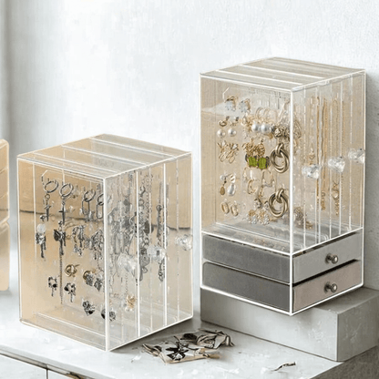 Boite a bijoux transparente avec tiroir salle de bain 