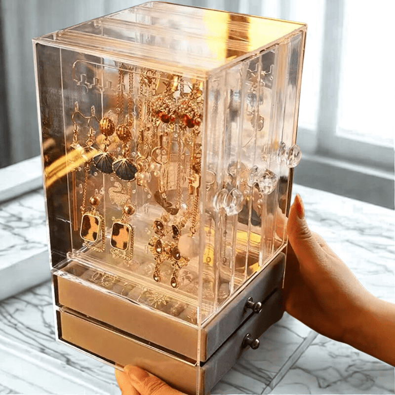 Boite a bijoux transparente avec tiroir zoom