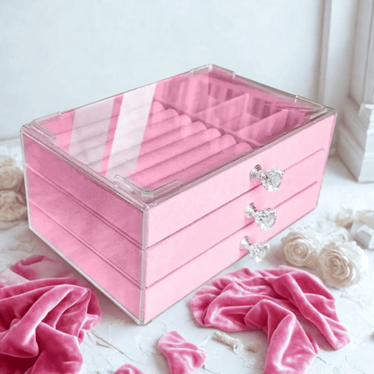 Boite a bijoux transparente rose