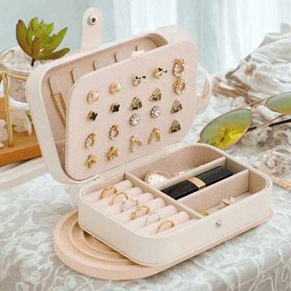 Boite à bijoux voyage en cuir blanche