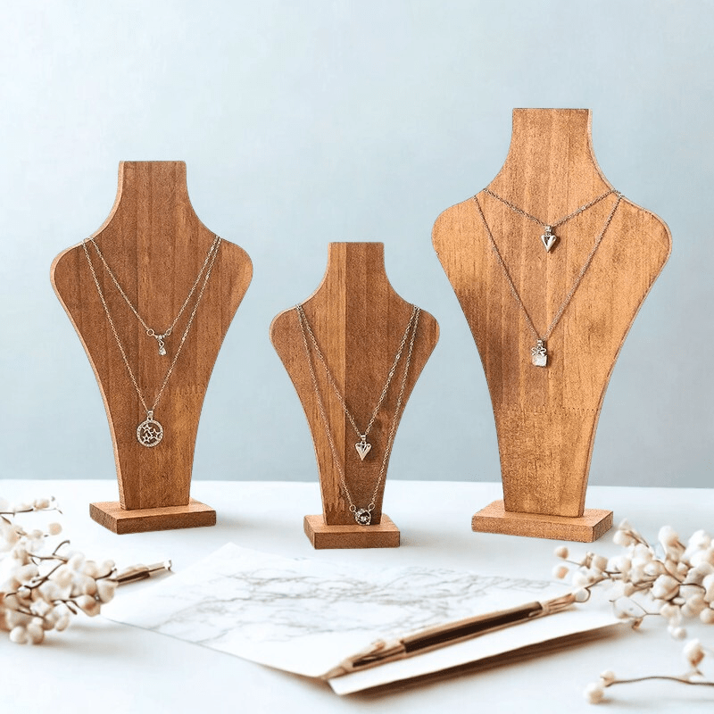 Buste bijoux bois pour présentation de colliers
