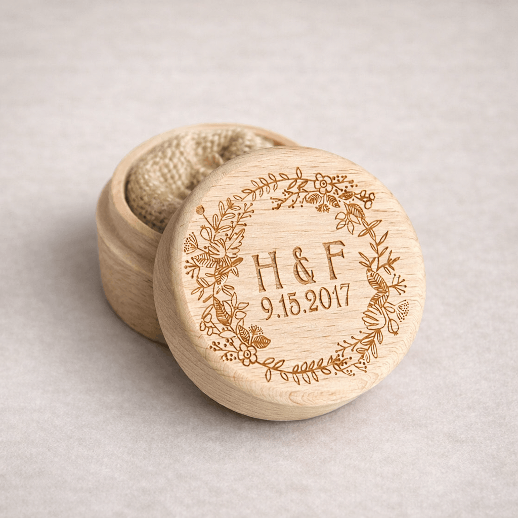 Ecrin Bague Fiancaille bois motif