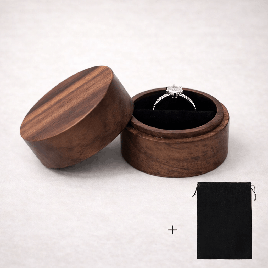 Écrin à bague en bois – coffret de présentation élégant pour fiançailles et mariage