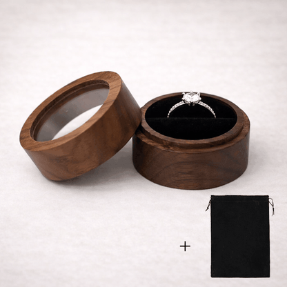 Ecrin Bague Fiancaille bois noir vitre