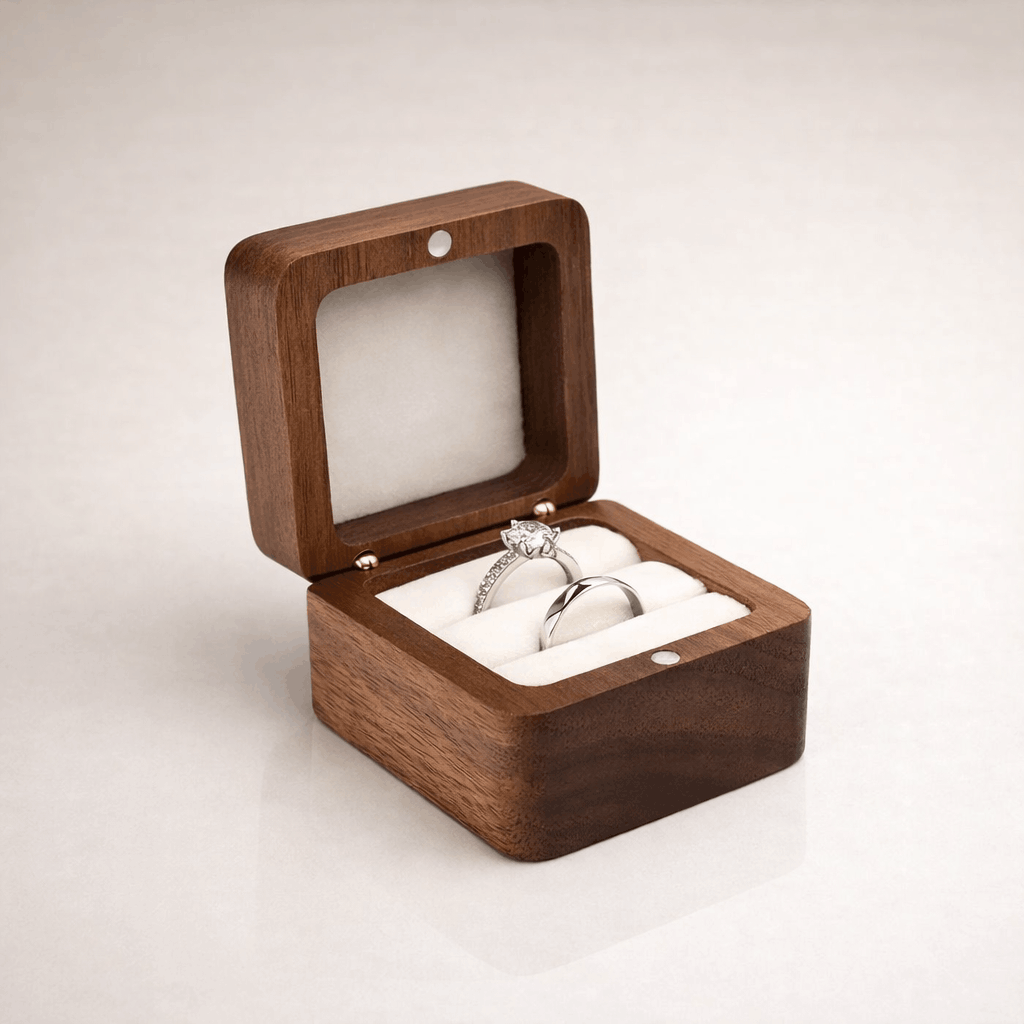 Ecrin Bague Fiancaille en Bois blanc 2 massif