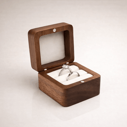 Ecrin Bague Fiancaille en Bois blanc 2 massif