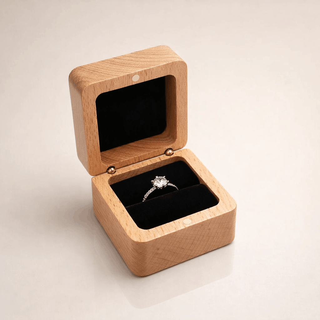 Ecrin Bague Fiancaille en Bois noir 1