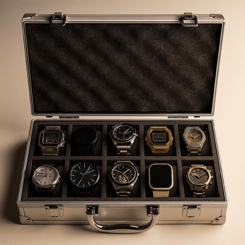 Mallette Pour Montre - Coffret rectangulaire en bois et alliage