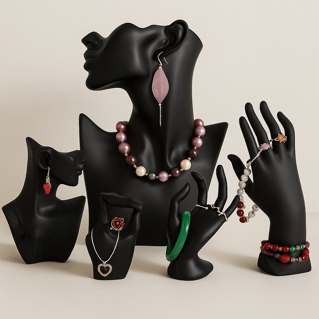 Porte Bijoux Original en Résine – Buste et Mains de Présentation