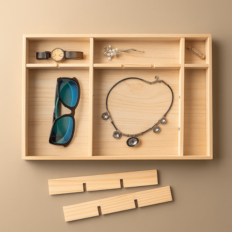 Plateau de rangement en bois : élégance naturelle et organisation parfaite pour vos bijoux