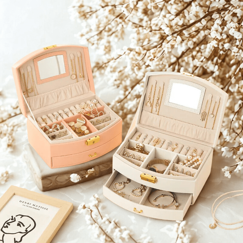 boite rangement bijoux blanc et rose