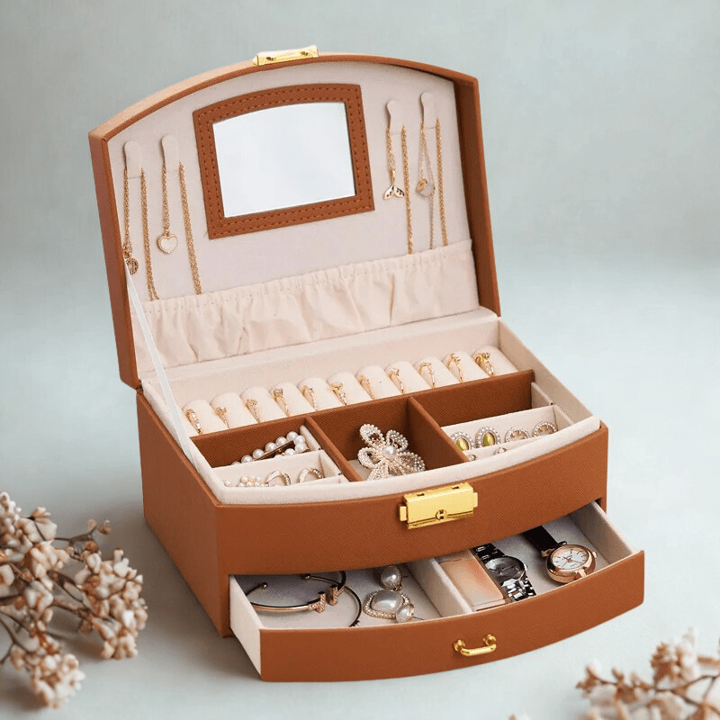 boite rangement bijoux marron