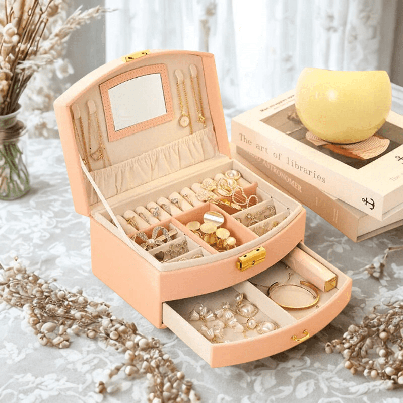 boite rangement bijoux rose 