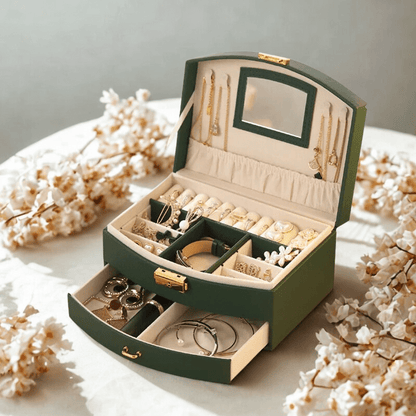 
boite rangement bijoux verte